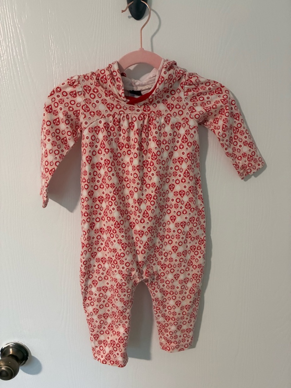 Tea Collection Pink and Red Floral Hooded One-Piece Bodysuit